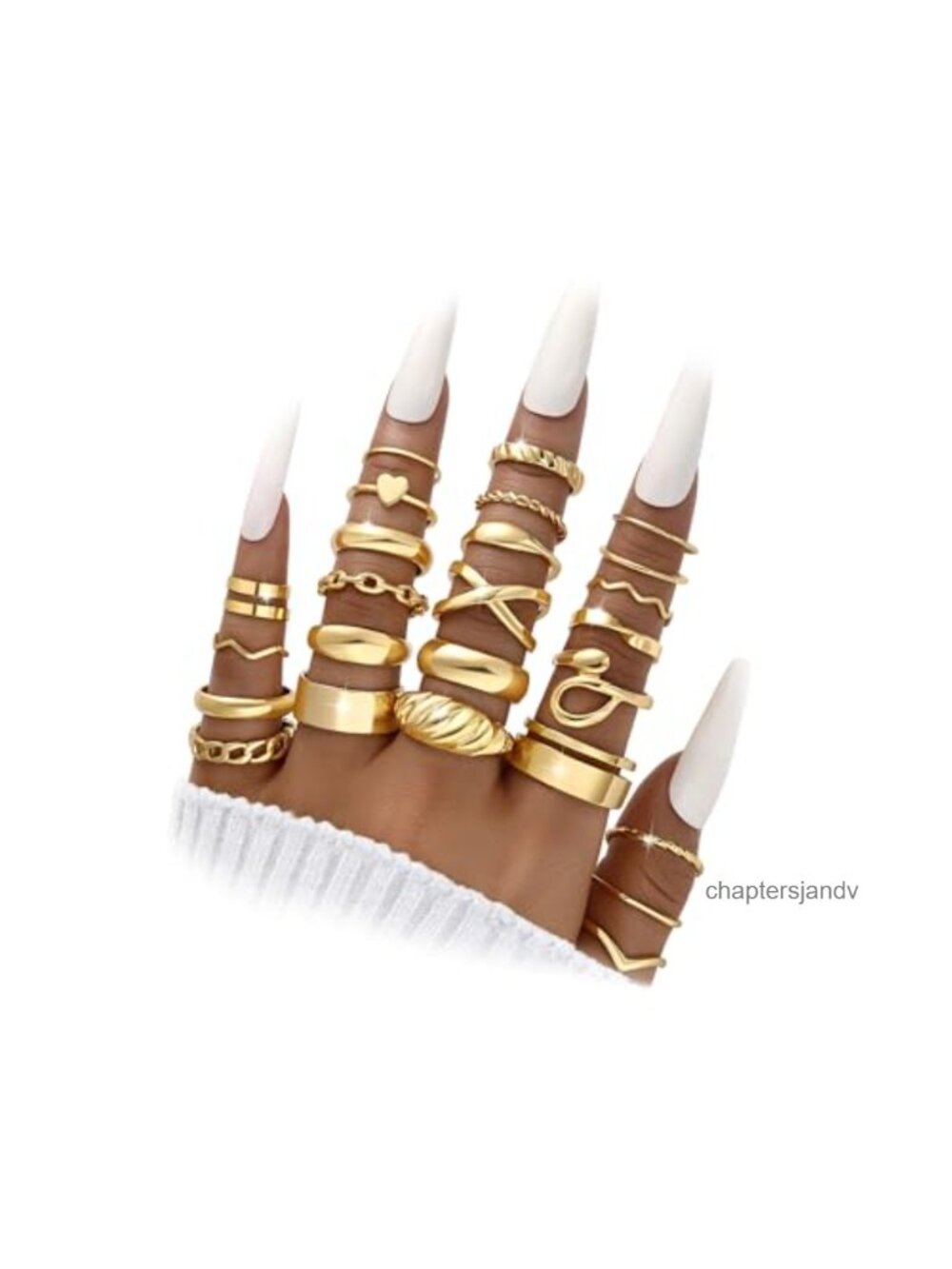 25 Piece Gold Stackable Knuckle Ring Set Alloy Midi Rings